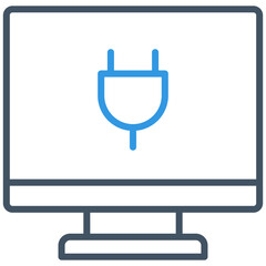 Obraz premium desktop computer and plug icon