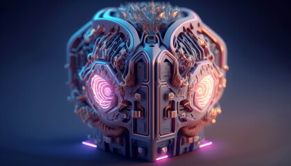 Abstract artificial intelligence brain technology background. Neural digital and circuit board. Futuristic cyberspace concept. Generative Ai	