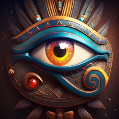 Stylized Colorful Ancient Egyptian Eye of Horus - Atenvalley.com
