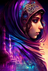 Arabian nights arabic woman - obrazy, fototapety, plakaty
