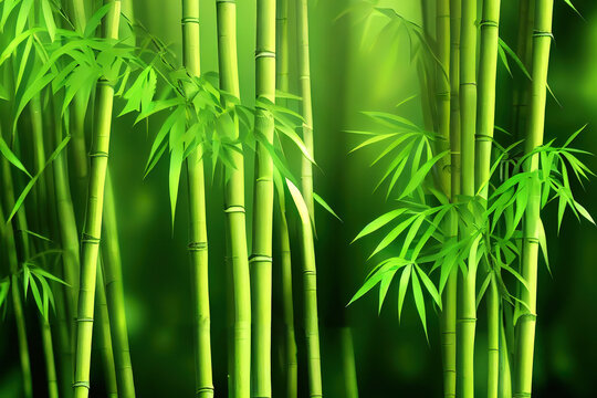 green bamboo grass close up. Generative Ai © hassanmim2021