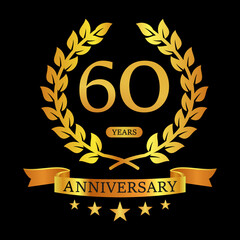 60 th Anniversary logo template illustration. suitable for you