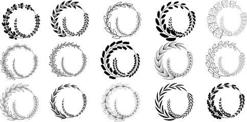 Tree branches set. Vector simple illustration collection of plant twigs