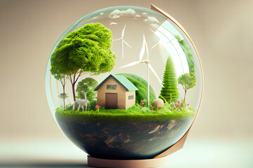 World environment and earth day concept with glass globe. Generative Ai