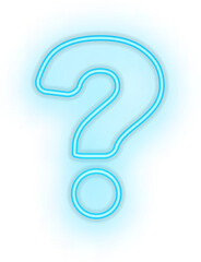 Blue illuminated neon light icon sign question notation