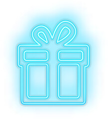 Blue illuminated neon light icon sign gift present