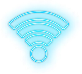 Blue illuminated neon light icon sign wifi internet - 577948140