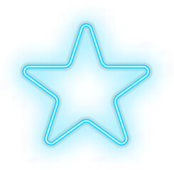 Blue illuminated neon light icon sign star