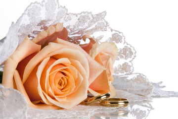 Wedding rings and veil