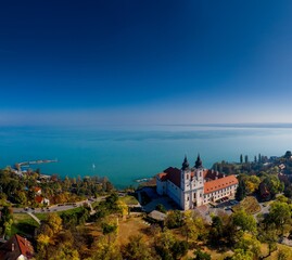 Tihany landscape with the abbey, lake Balaton, Hungary summer.