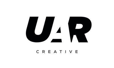 UAR letters negative space logo design. creative typography monogram vector