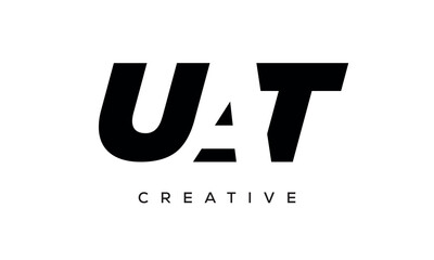 UAT letters negative space logo design. creative typography monogram vector
