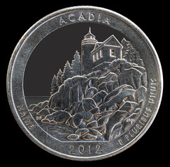 Acadia National Park (Maine). Coin 25 cents. USA
