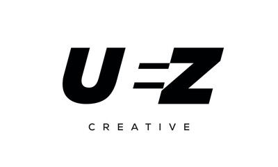 UEZ letters negative space logo design. creative typography monogram vector