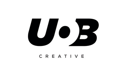 UOB letters negative space logo design. creative typography monogram vector