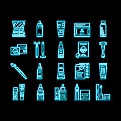 Cosmetics For Visage Skin Treat neon glow icon illustration