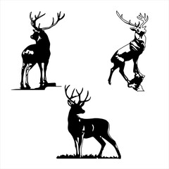 set of deer silhouettes