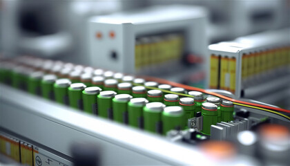 Lithium-ion Battery cell manufacturing production line. Generative AI.