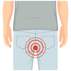 suffers from hemorrhoids.health problems. Healthcare concept. Vector illustration