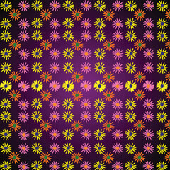 Seamless pattern with flowers on a purple background. Vector illustration.