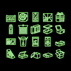 Box Carton Container neon glow icon illustration - obrazy, fototapety, plakaty