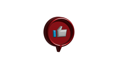 3d Social media speech bubble with thumb up icon
