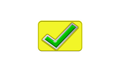 3D Realistic check icon on yellow frame vector illustration