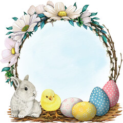 watercolor floral spring wreath