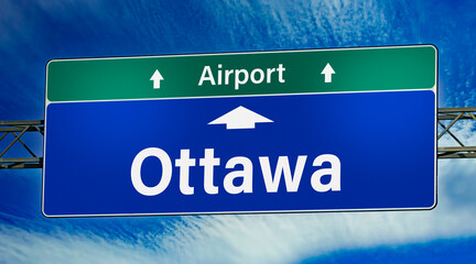Road sign indicating direction to the city of Ottawa