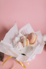 easter cake surrounded with eggs and flowers