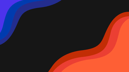 Black and orange background with a blue and orange wave