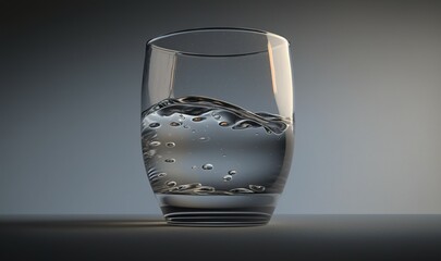  a glass filled with water on top of a counter top.  generative ai