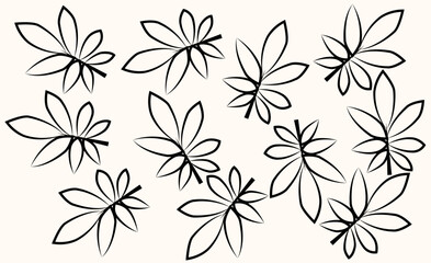 Obraz premium Set of tropical leaves, hand drawn. Vector illustration for your design