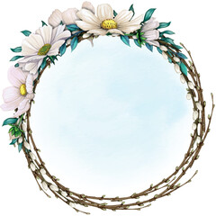 watercolor floral spring wreath