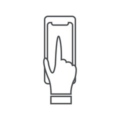 Hand holding smartphone icon
