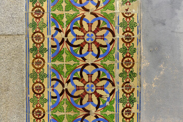 azulejo panels on a facade in Murtosa, Aveiro, Portugal