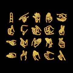 Hand Gesture And Gesticulate neon glow icon illustration