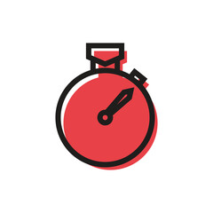 Stopwatch icon in flat color style. Time management stopwatch timer