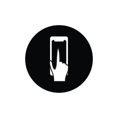 Hand holding smartphone icon