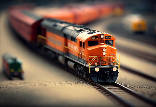 A Creative Journey Through a 3D Tilt-Shift Railway: An AI-Generated Render of a Colorful, Vibrant, and Detail-Oriented Scene