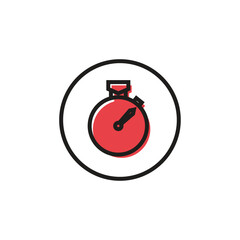 Stopwatch icon in flat color style. Time management stopwatch timer