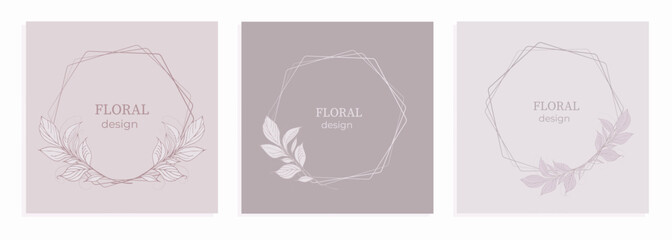 Elegant frame, background, floral wreath, gentle monogram with hand drawn wild herbs and flowers. vintage botanical illustration for invitation or wedding decor, logo, label, branding