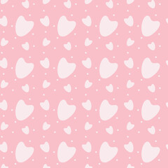 Vector pattern of hearts pink, on a pink background, pastel colors, seamless, print for textiles, wrappers, paper, packaging, web design, social networks, in bright colors, draws attention, holiday.