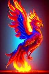 Naklejka premium 3d image of a vibrant phoenix rising from ashes - generative ai