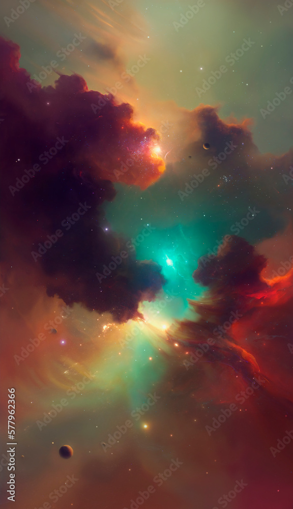 Poster stars nebula on a background of outer space
