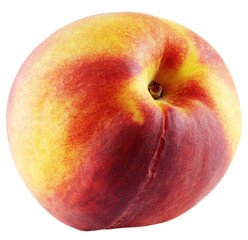 Ripe whole peach fruit isolated on transparent background. Full depth of field.