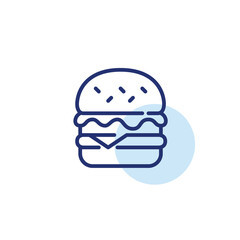 Cheeseburger with lettuce on sesame seed bun. Fast food takeout or dine in lunch. Pixel perfect, editable stroke icon