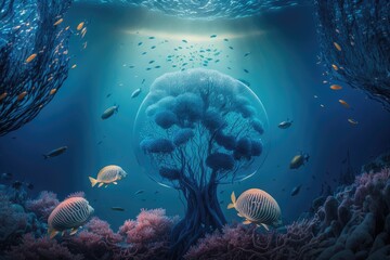 Beautiful coral reef generated by AI