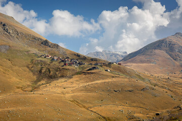 Highland houses at the foot of Kaçkar Mountains
