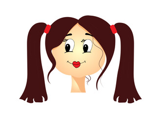 Cute girl face, cartoon style kid.